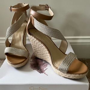 Jessica Simpson tan wedge heels
